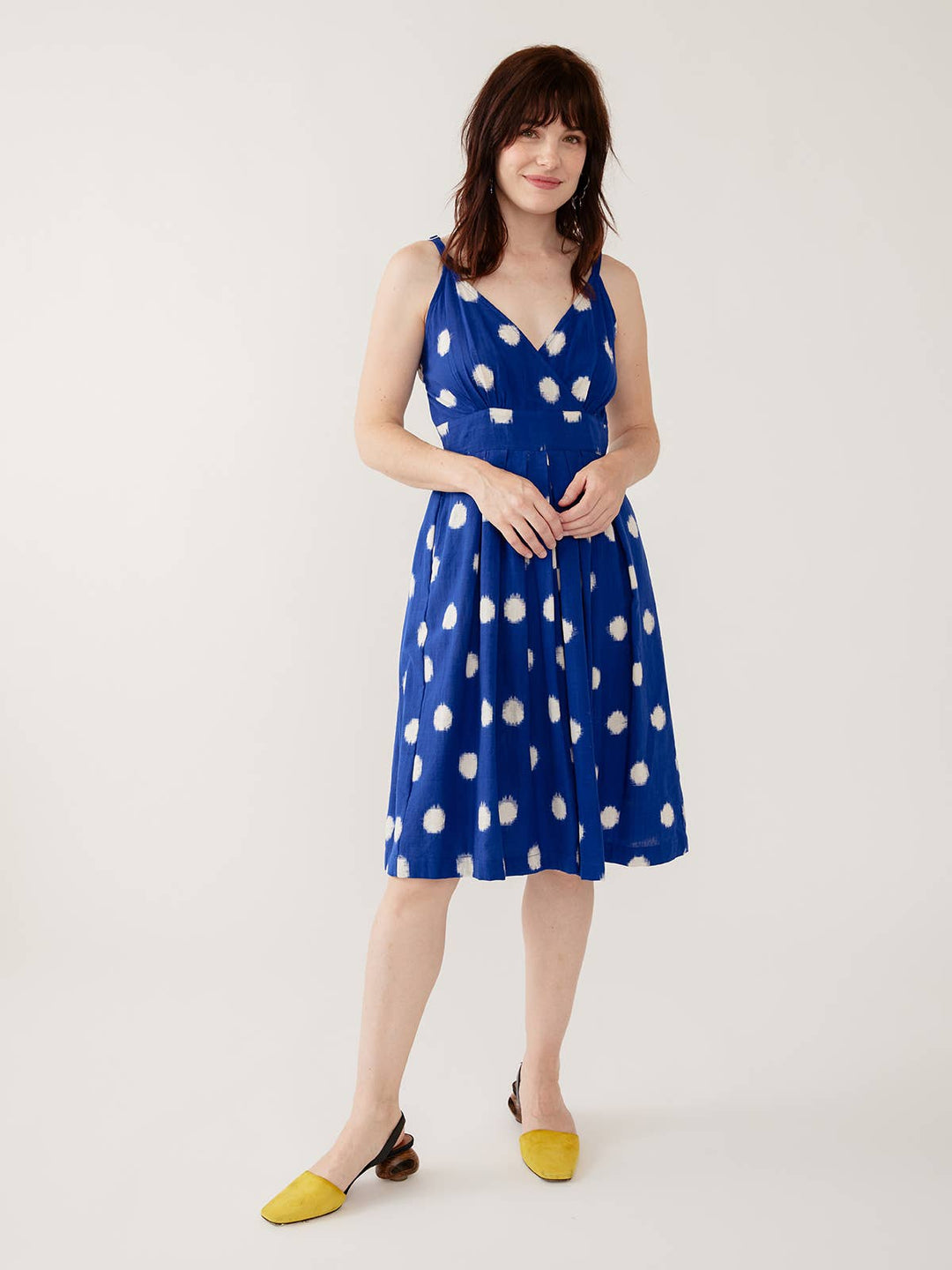 Lola Dress Blue Polka Dot Ikat