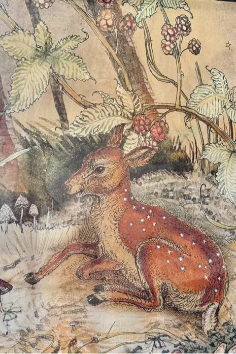 Lovelight Scarf with Woodland Deer, Swallow & Poetry