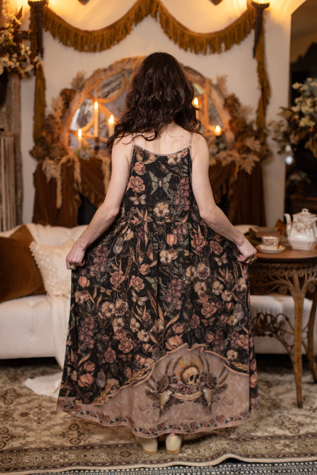 Momento Bohéme Long Maxi Slip Dress w/ Starling & Skull