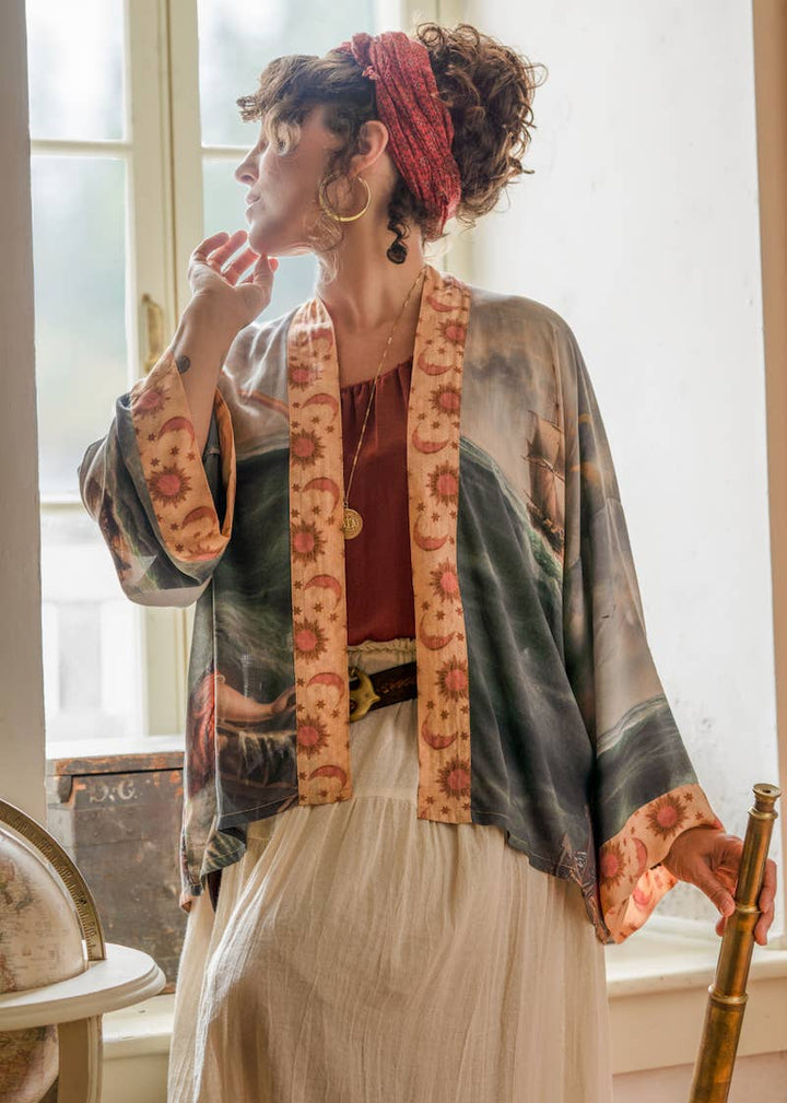 Hold Fast Pixie Duster Cropped Kimono w/ Boat, Rainbow