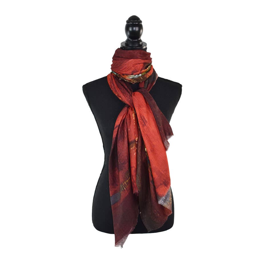 Helmsworth Abstract Crimson Hues Scarf