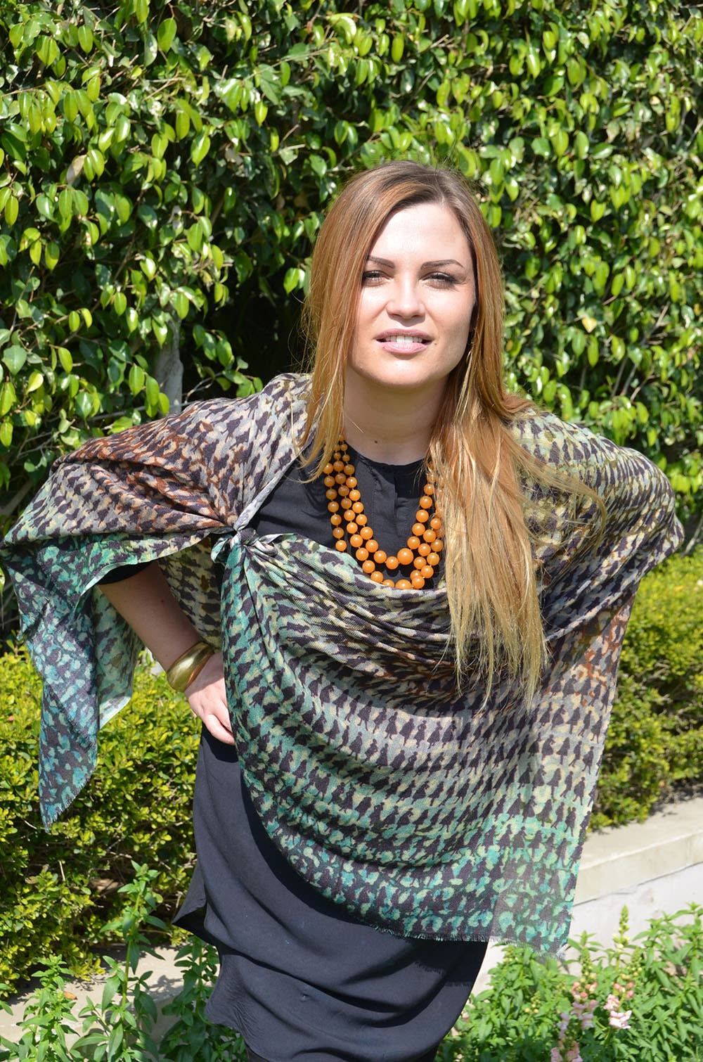 Fashionista Lightweight Pure Silk/Wool Shawl in Fall Colors