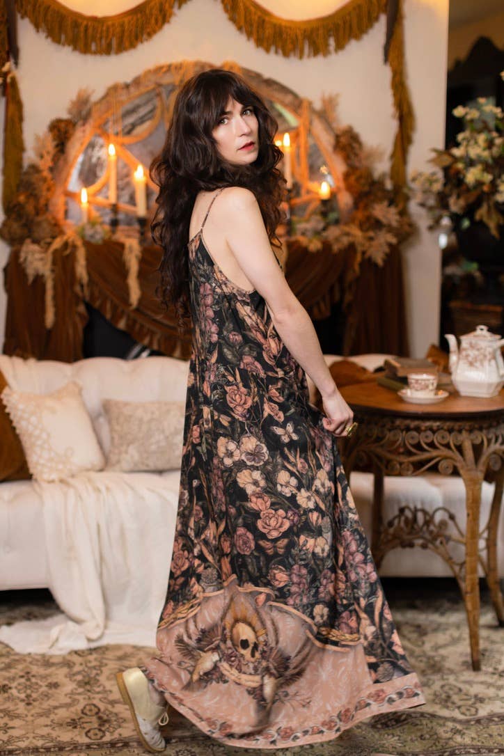 Momento Bohéme Long Maxi Slip Dress w/ Starling & Skull