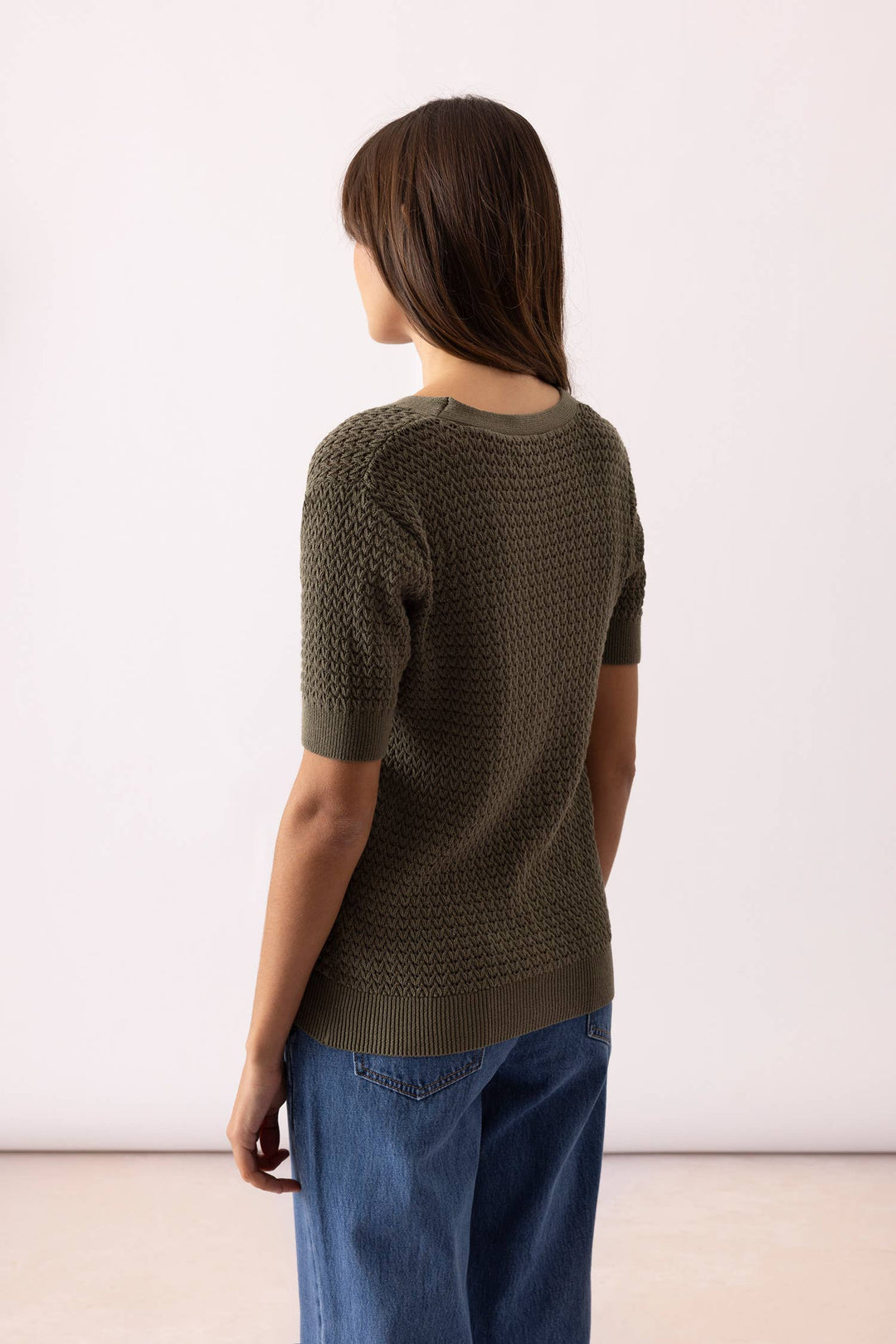 Short Sleeve Structured Knit Cardigan