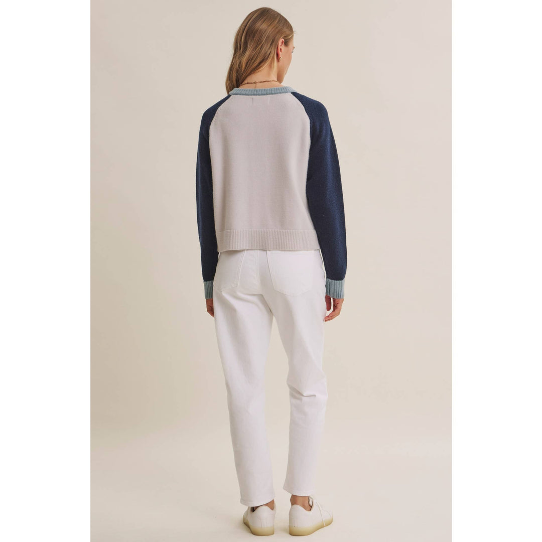 Morning Light Cafe Wool Blend Color Block Cardigan