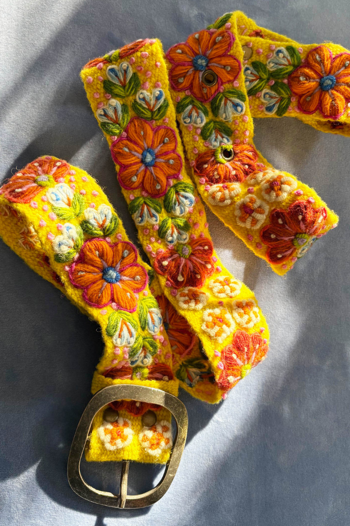 Golden Delicious Embroidered Wool Belt