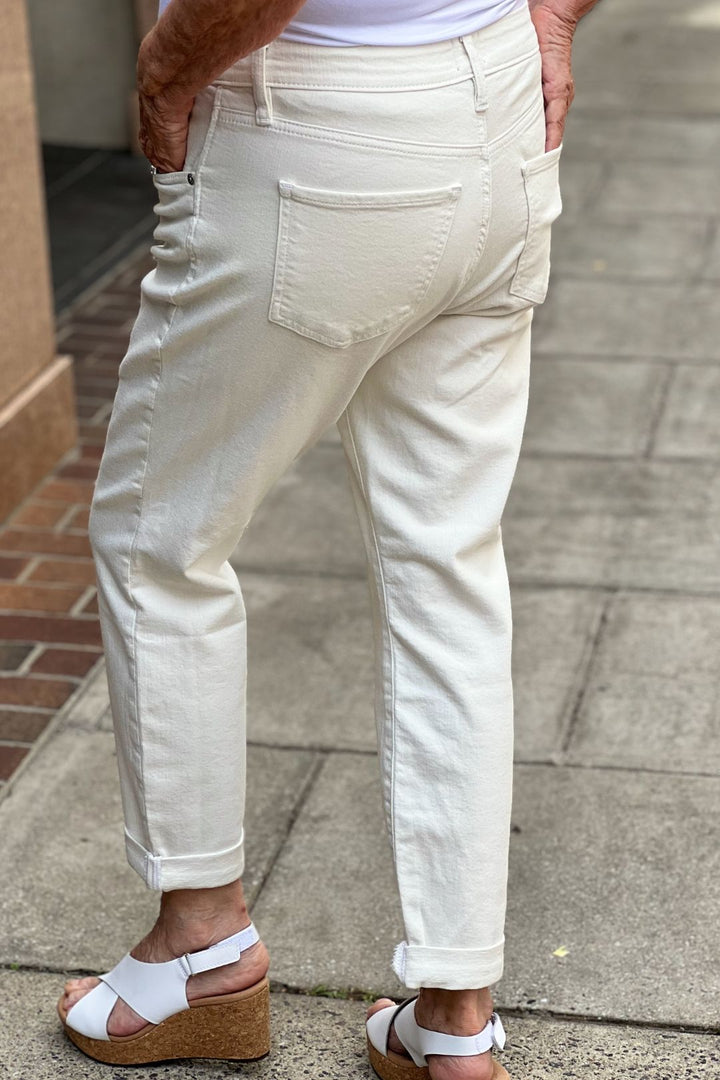 Mid Rise Girlfriend Jeans - White