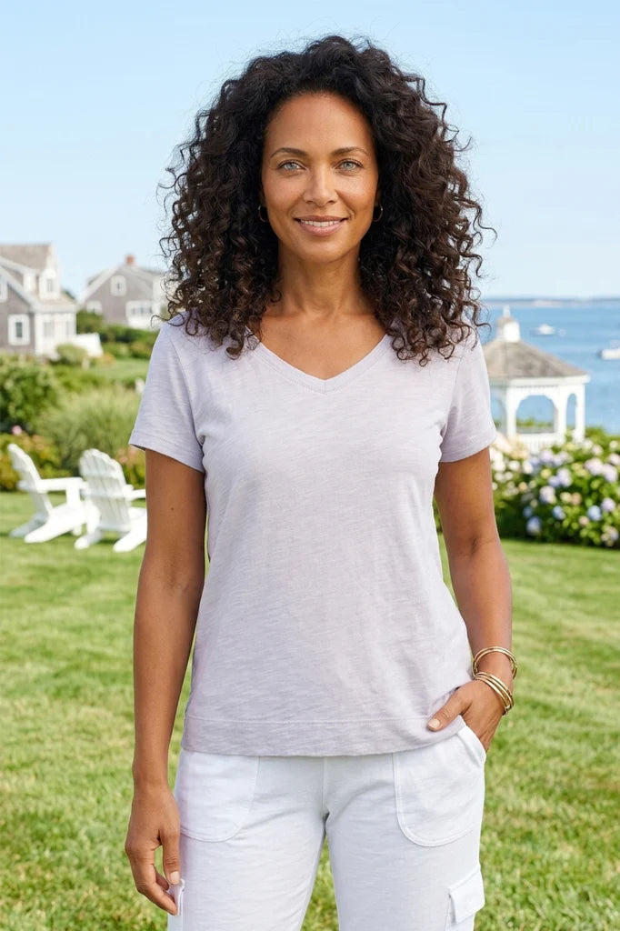 Cotton Slub V Neck Tee