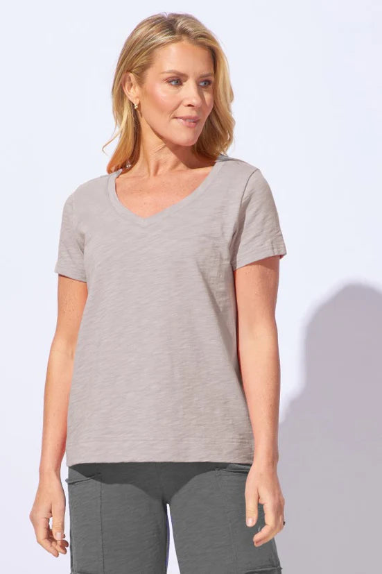 Cotton Slub V Neck Tee