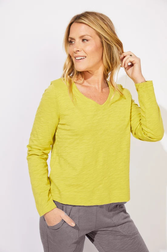 Cotton Slub Soft V Neck Tee