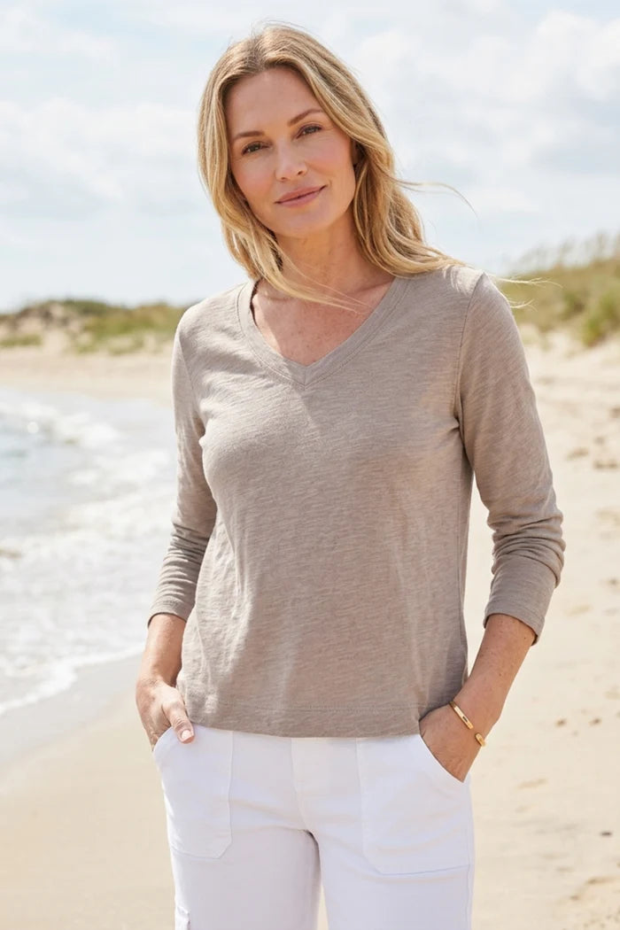 Cotton Slub Soft V Neck Tee