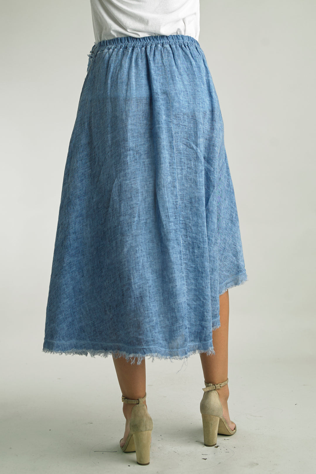 Linen Skirt with Button Tie