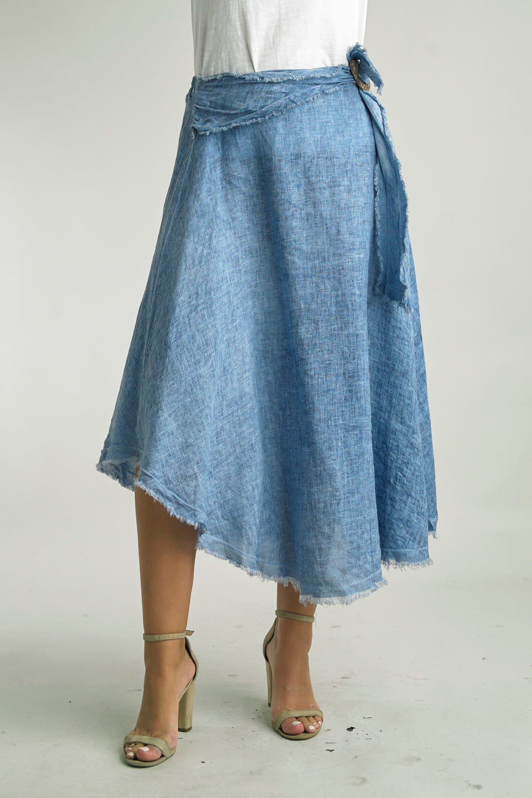 Linen Skirt with Button Tie