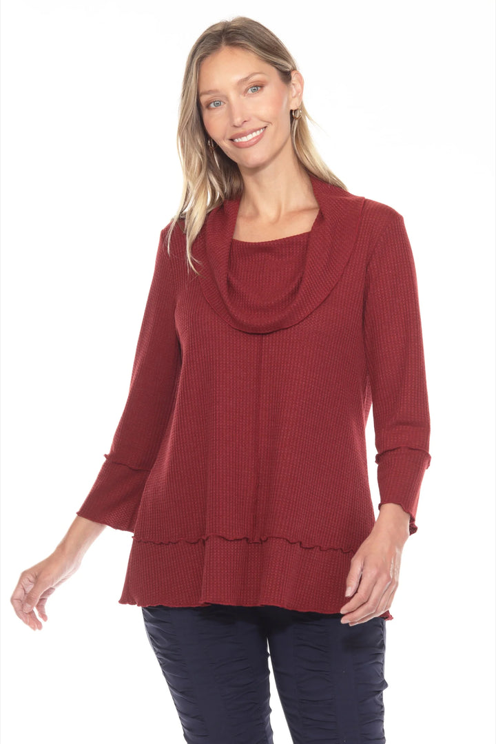 Solid Waffle Mock Neck Top