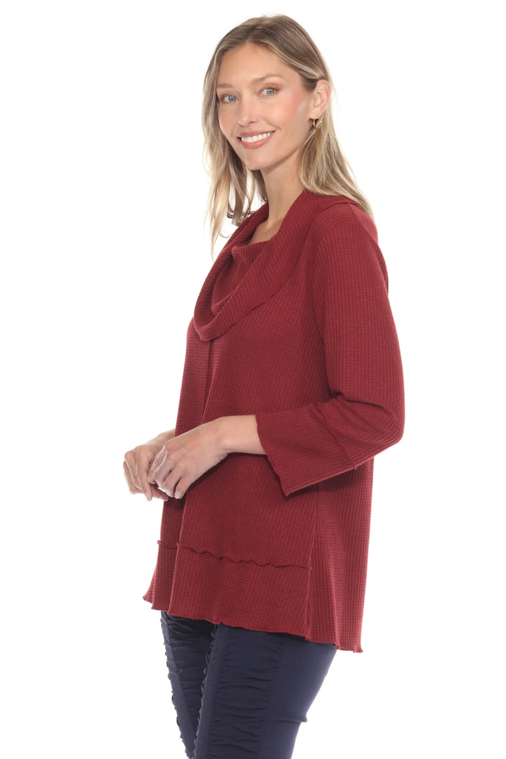 Solid Waffle Mock Neck Top