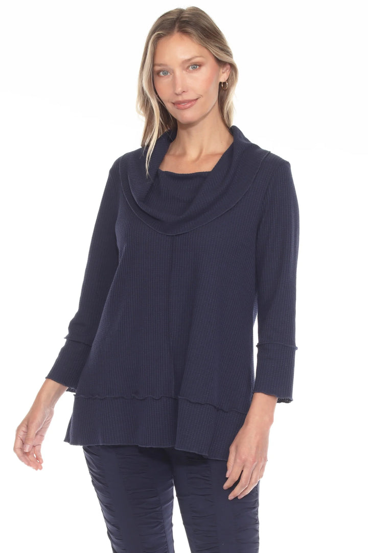 Solid Waffle Mock Neck Top