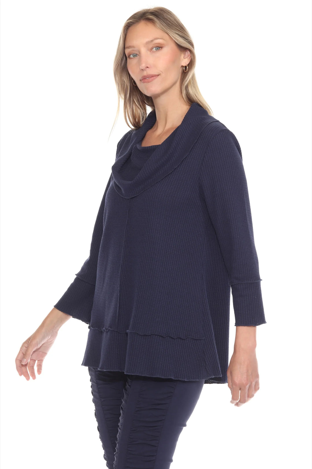 Solid Waffle Mock Neck Top