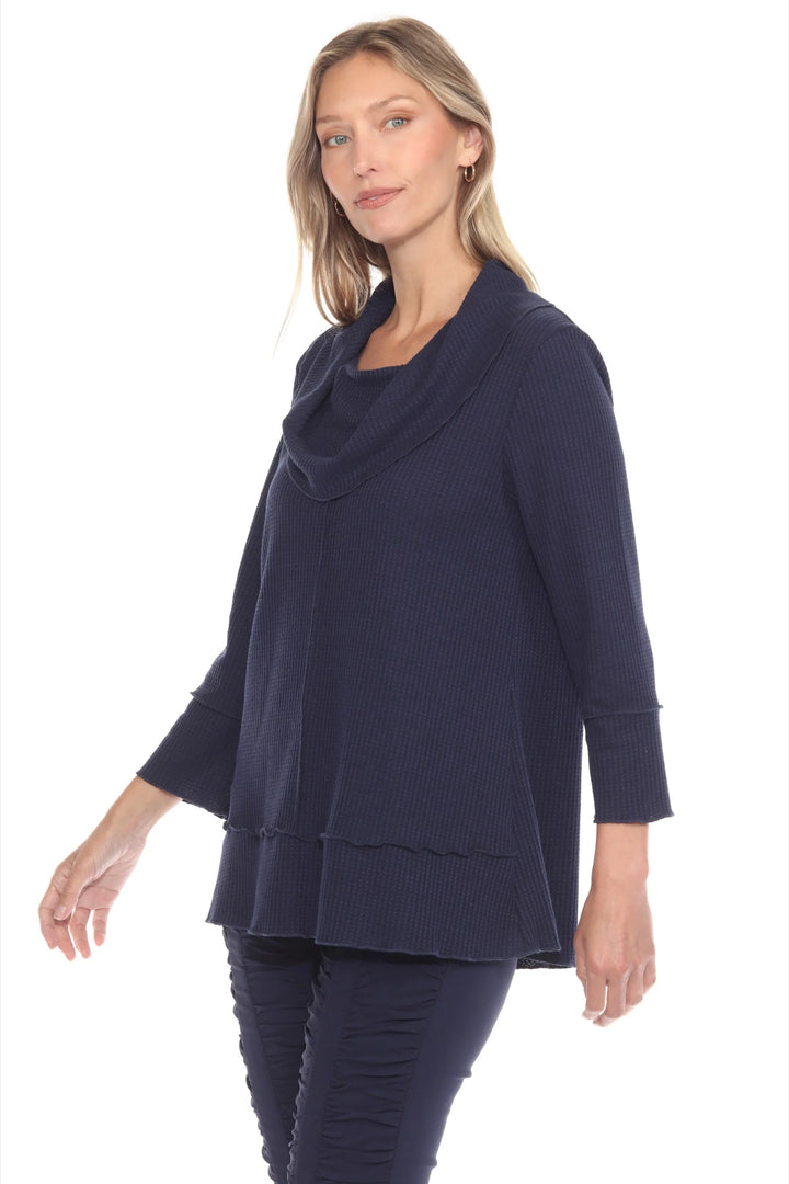 Solid Waffle Mock Neck Top