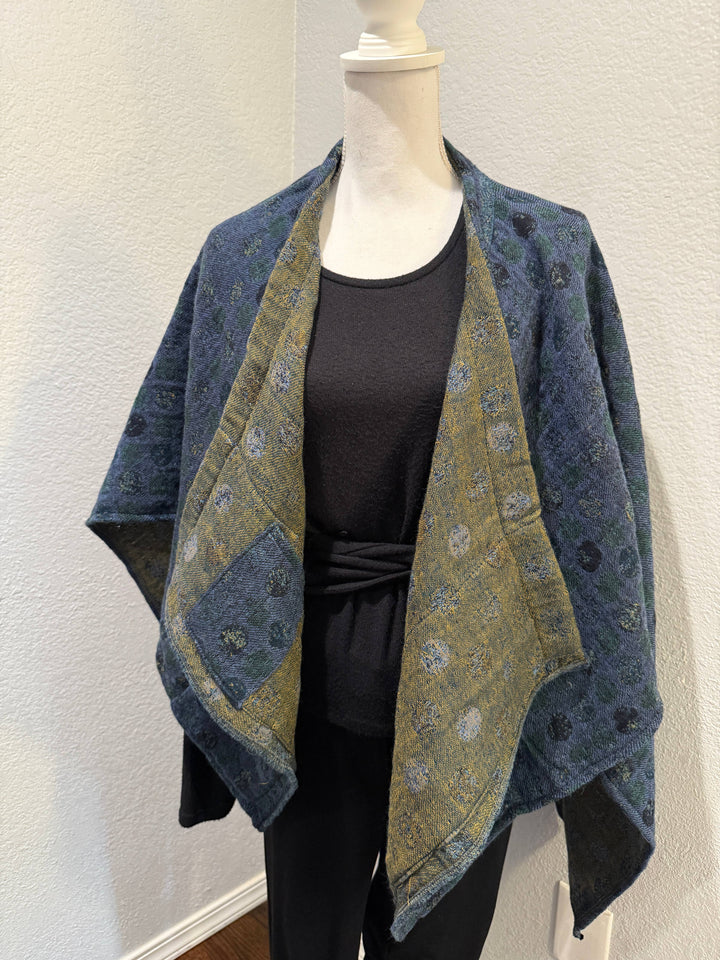 Poncho Cape~Teal Dots