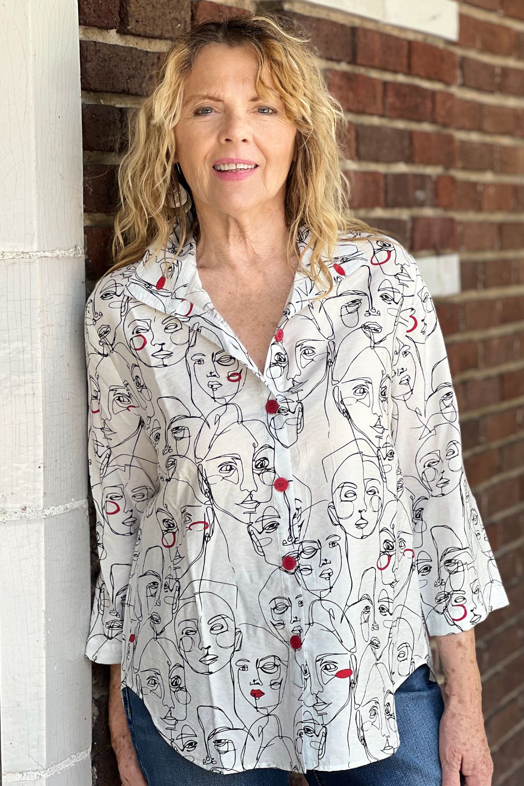 Shana Faces Button Top at Adlib Clothing in Asheville, NC