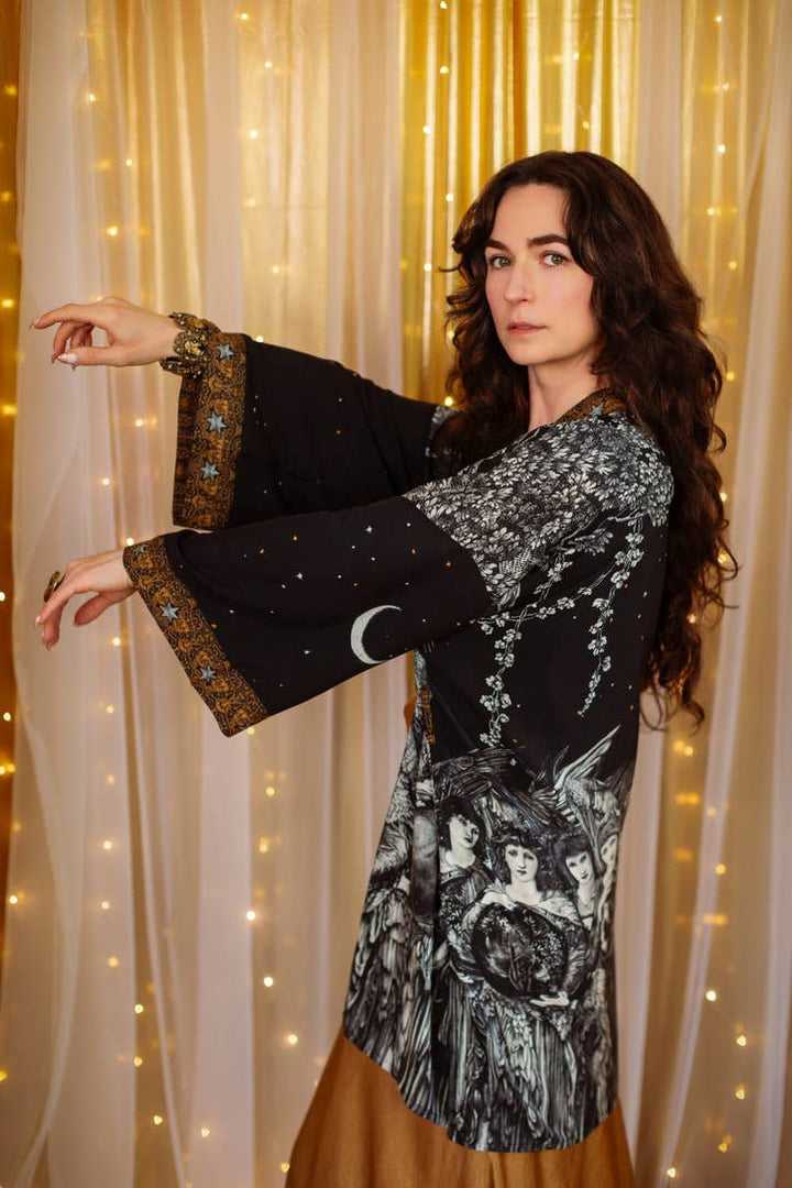 The Guardians Matineé (mid-length) duster w/ angels & moon