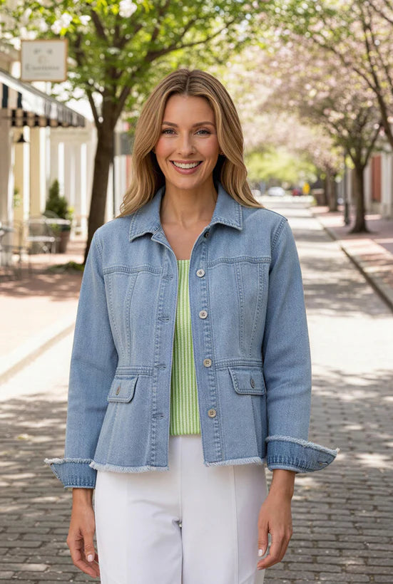 Stretch Denim Peplum Jacket