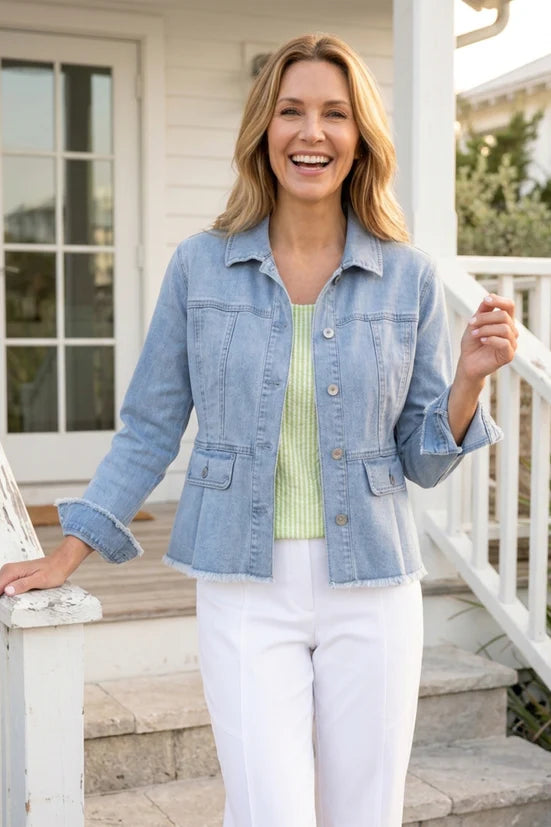Stretch Denim Peplum Jacket