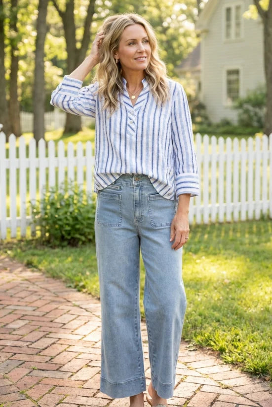 Hampton Stripe Half Placket Pullover