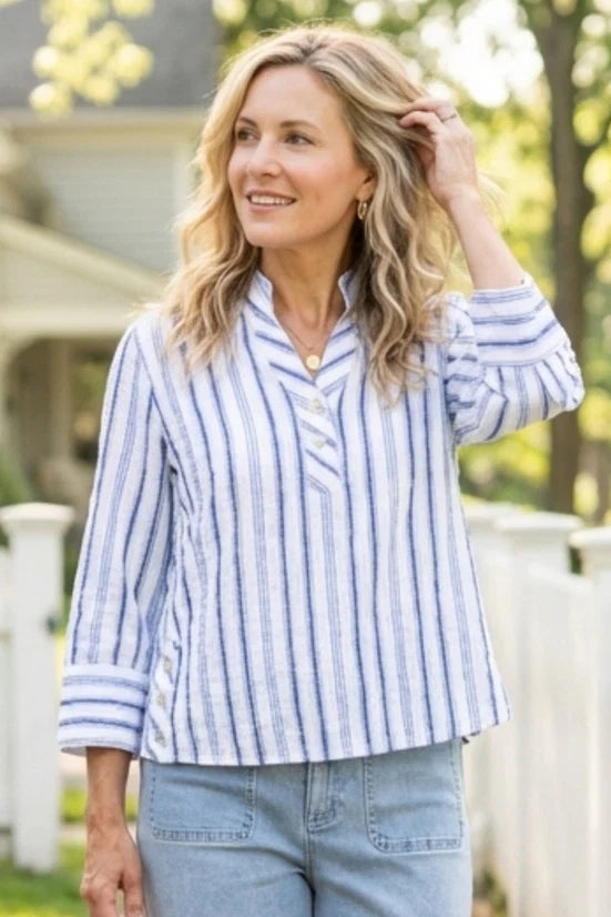 Hampton Stripe Half Placket Pullover