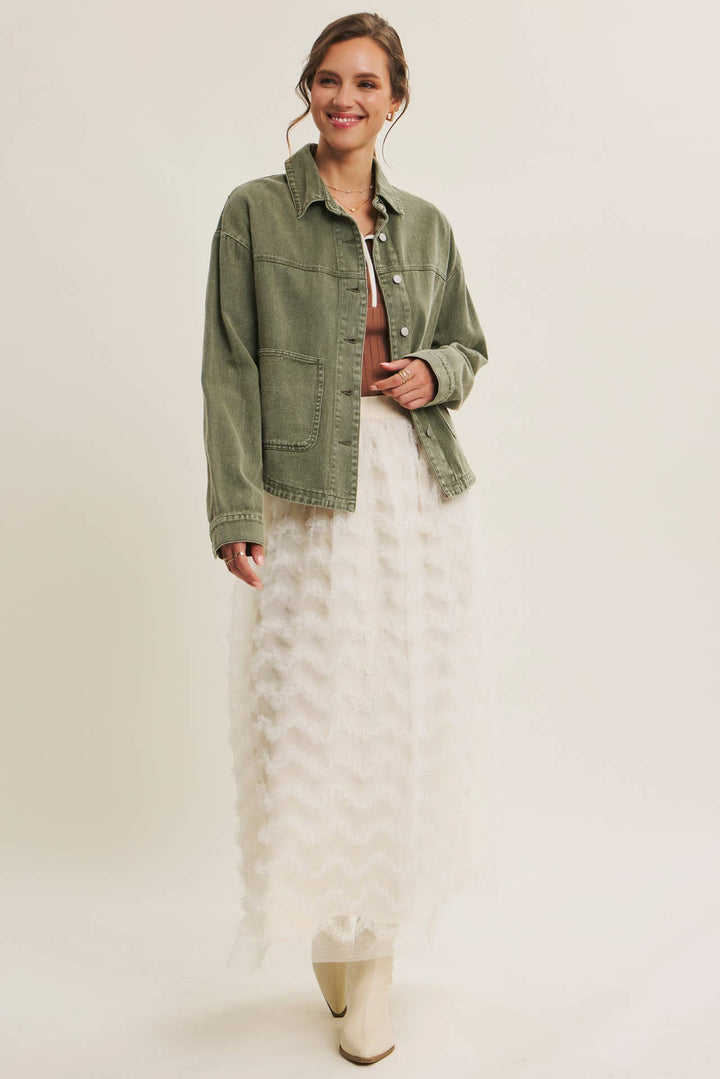 One of a Kind Washed Cotton Twill Utility Oversized Jacket