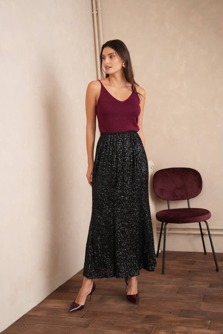 Mermaid Cut Sequin Long Skirt