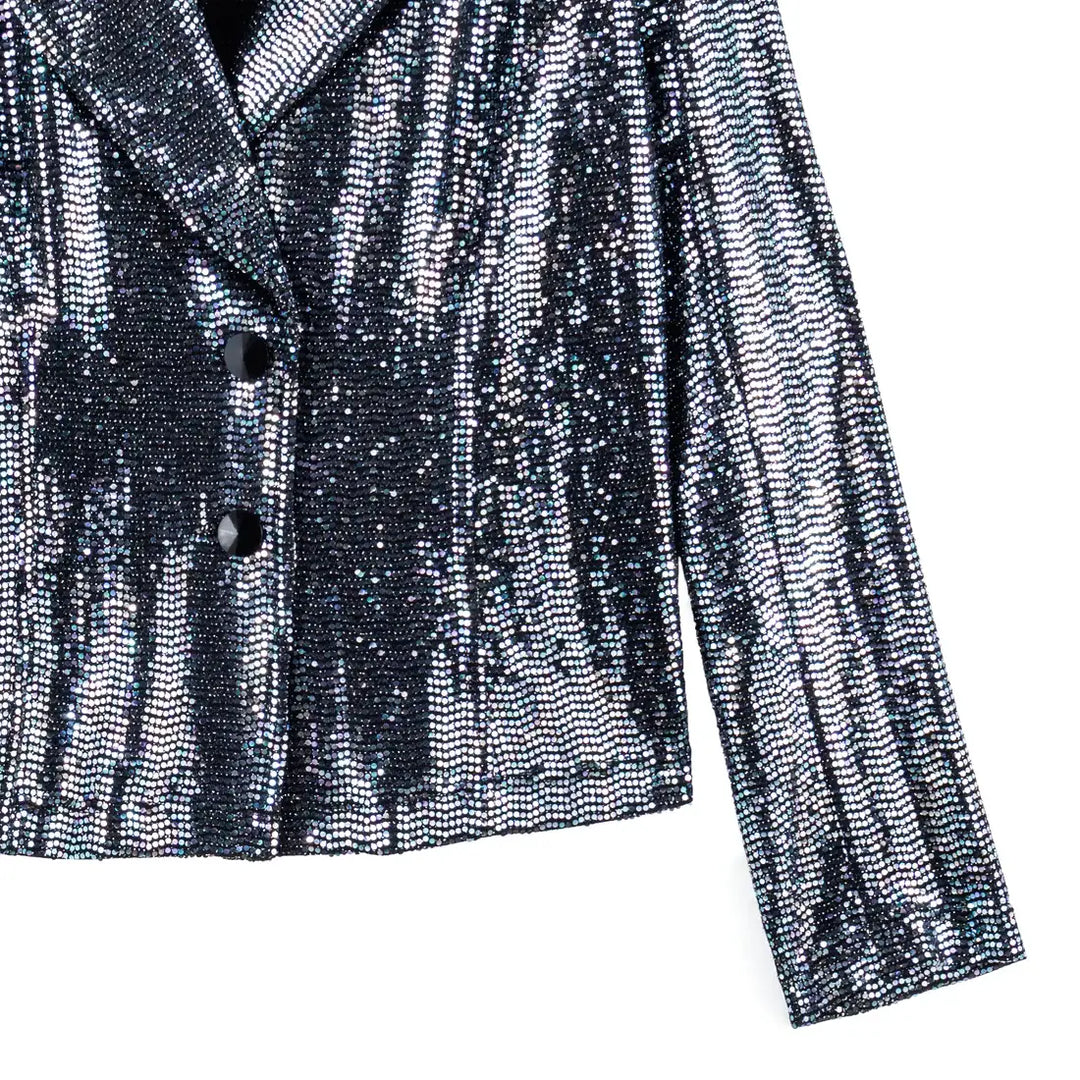 Sequin Knit - Modern Button Blazer