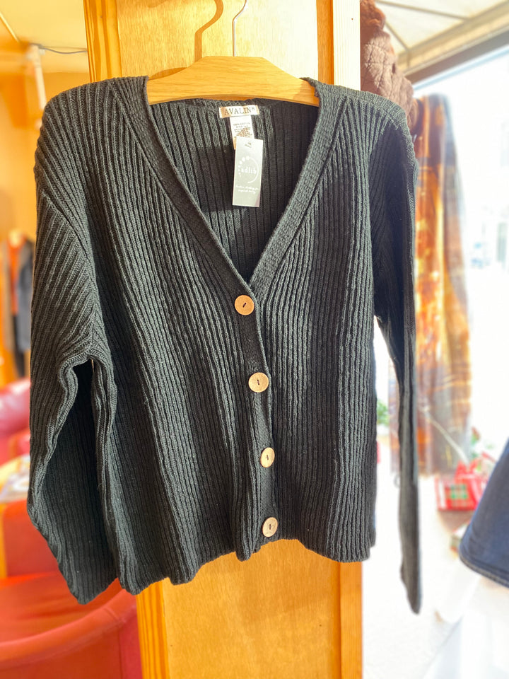 Ribbed Four Button Cardigan