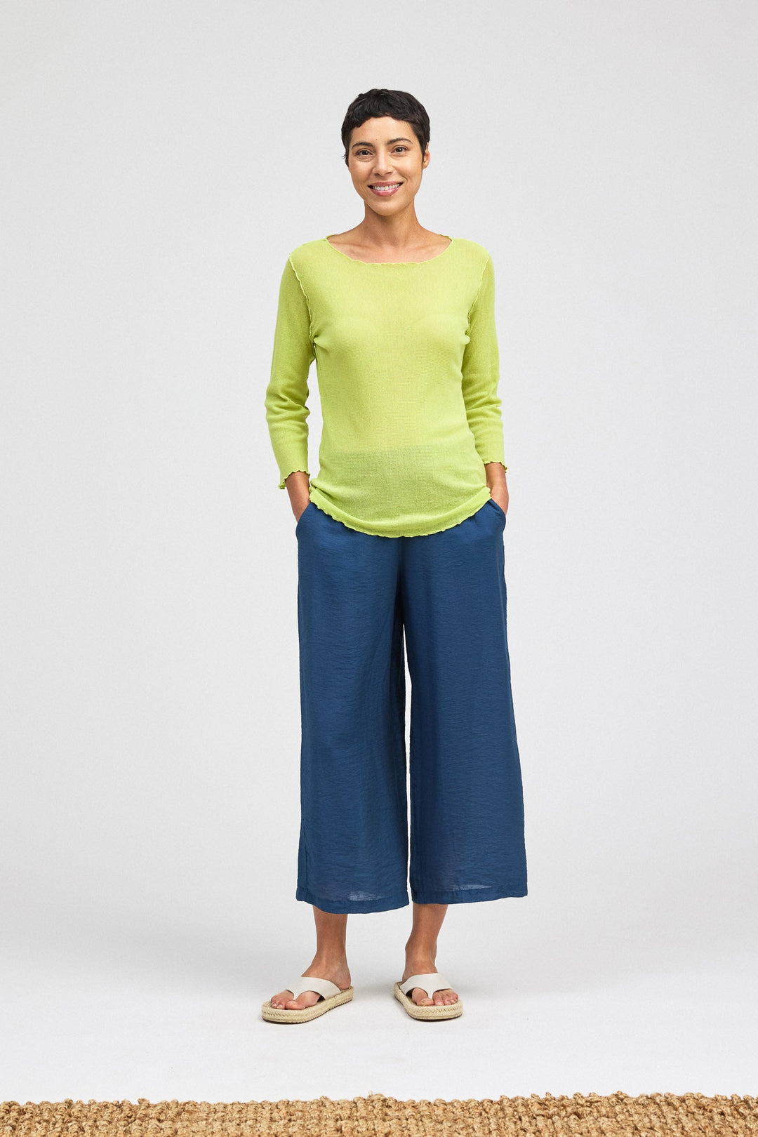 3/4 Sleeve Pearl Edge Shirt Tulle