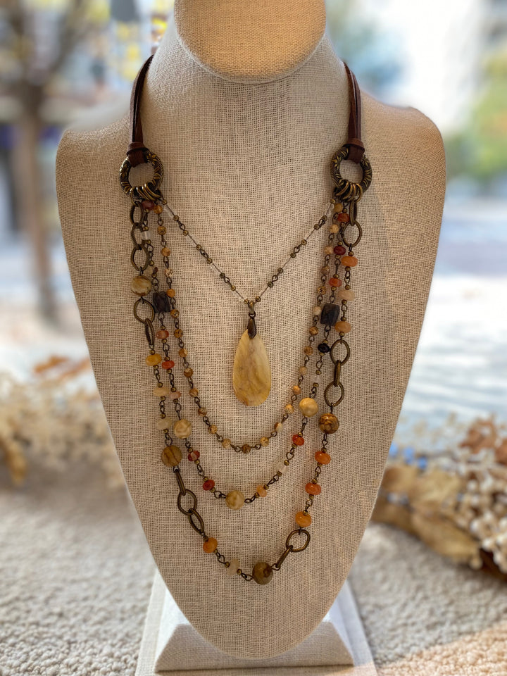 Orange Four Tiered Necklace