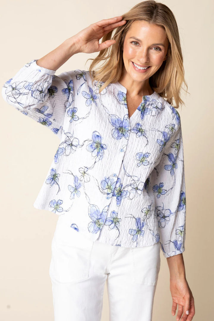 Crinkle Cotton Wildflowers Romance Shirt