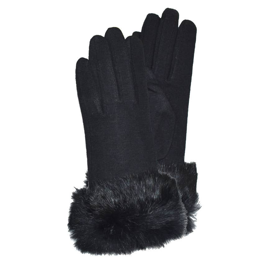 Lucetta Fur Cuff Plaid Gloves