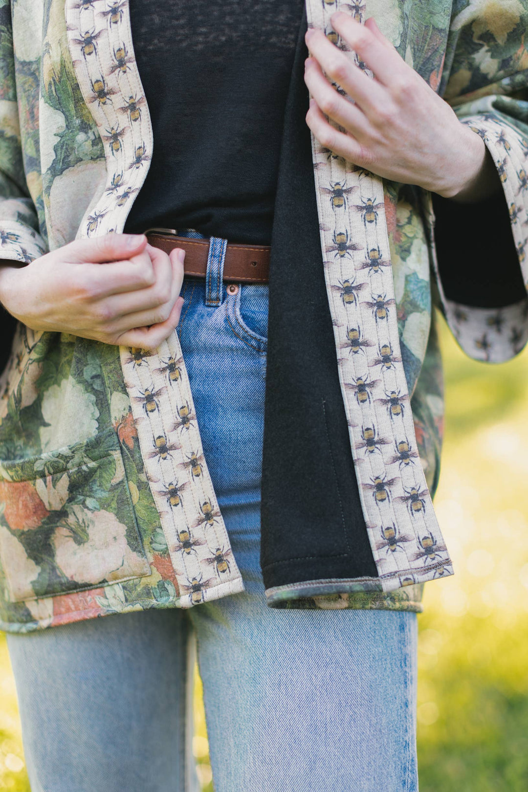 I Dream in Flowers Fleece Cottage Cardigan Kimono Jacket