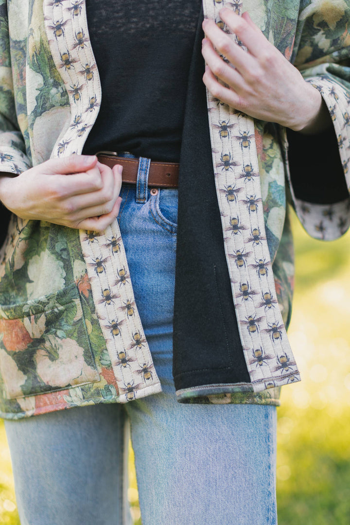I Dream in Flowers Fleece Cottage Cardigan Kimono Jacket