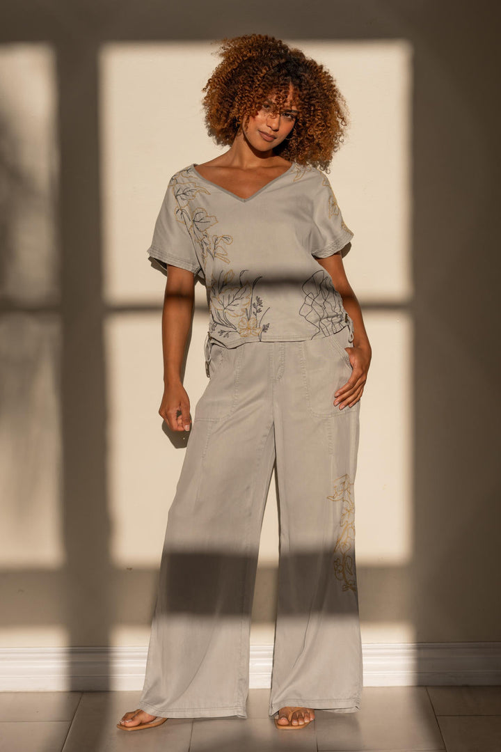 Embroidered Dacia Wide Leg