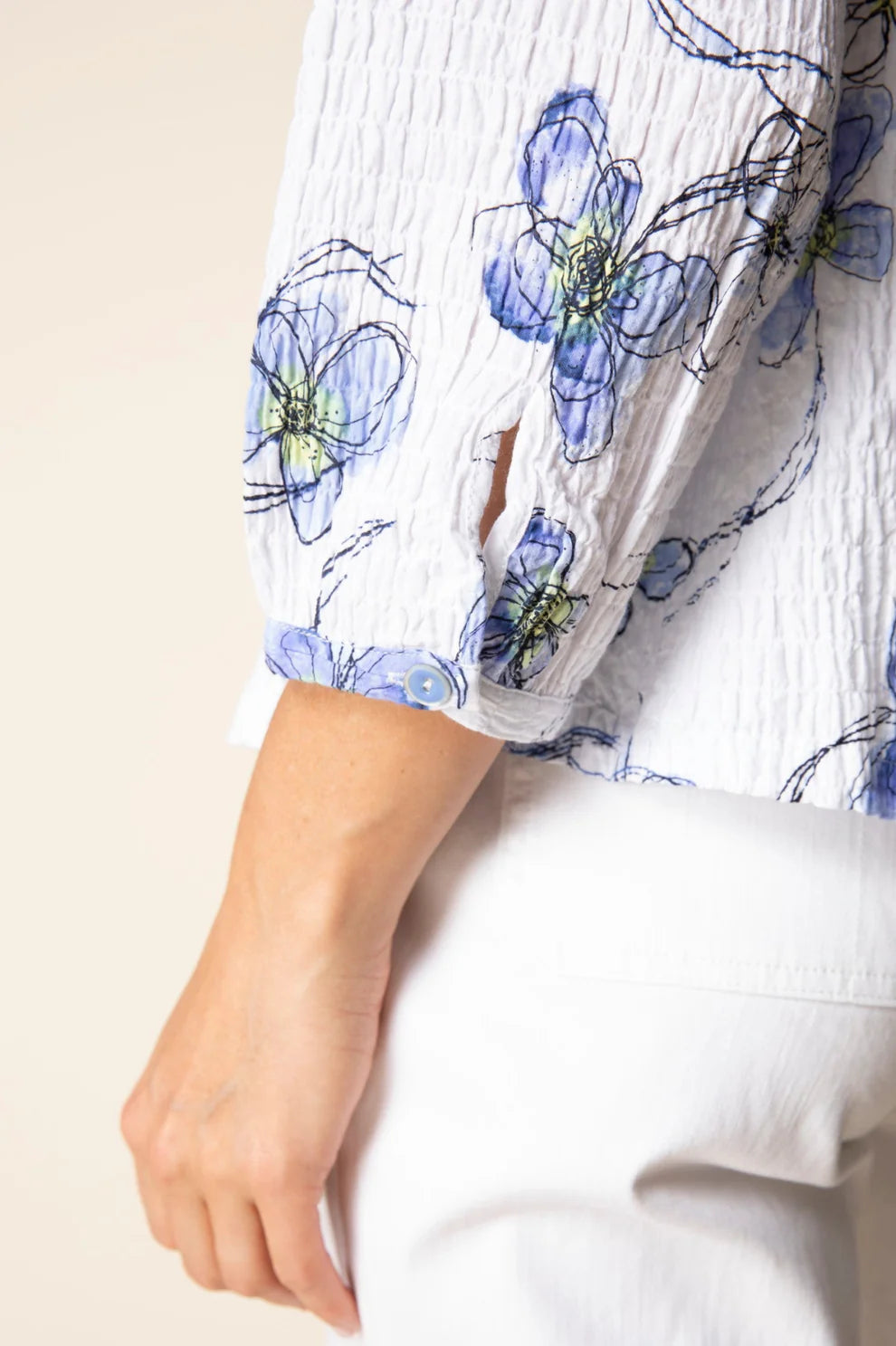 Crinkle Cotton Wildflowers Romance Shirt