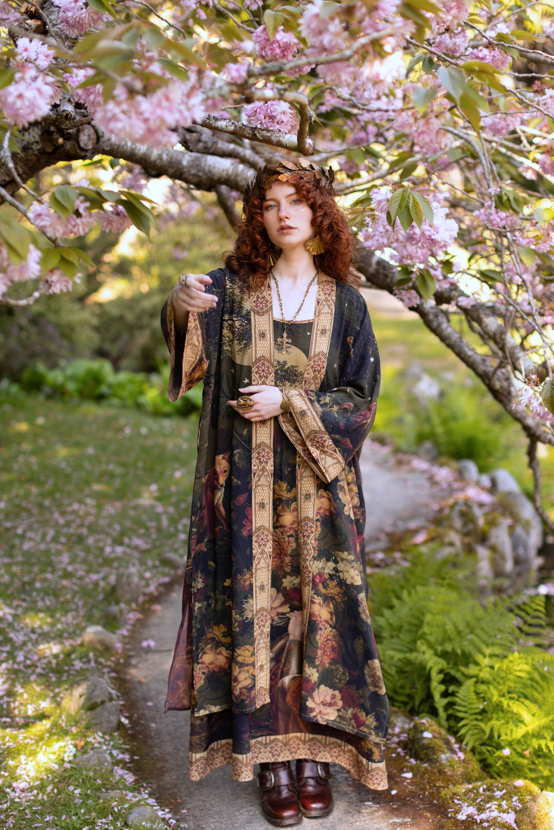 The Messenger Opera Duster Robe w/ Joan of Arc & Florals