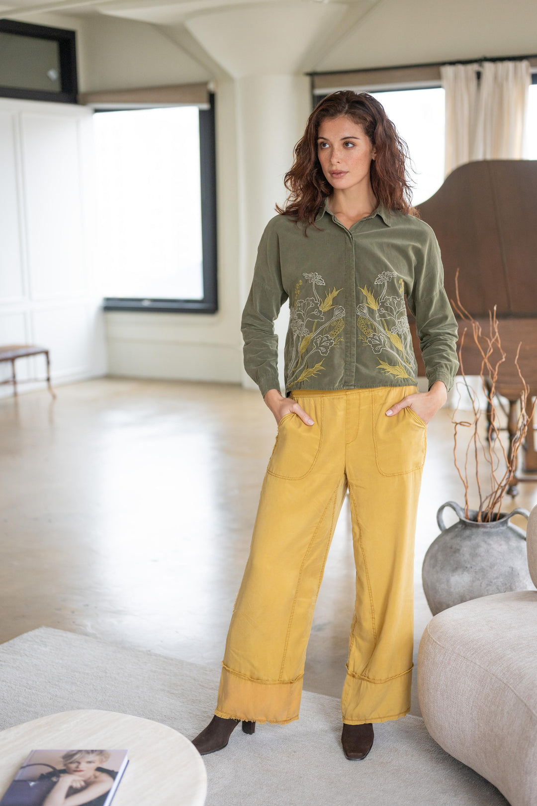 Embroidered Kyle Button Up Blouse