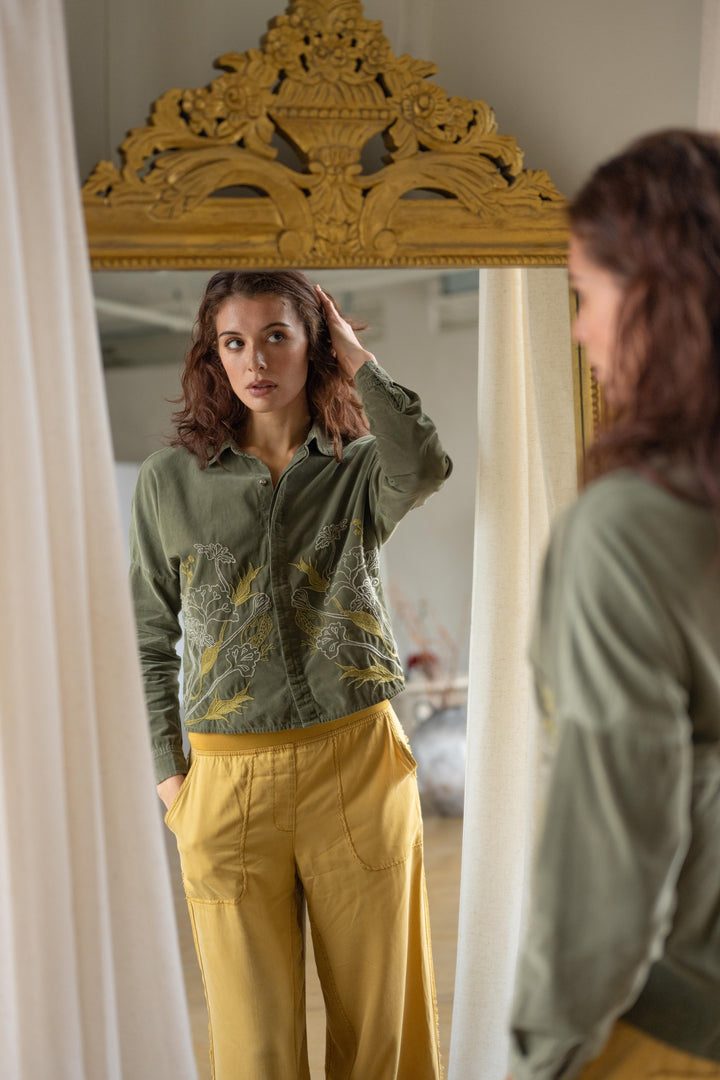 Embroidered Kyle Button Up Blouse