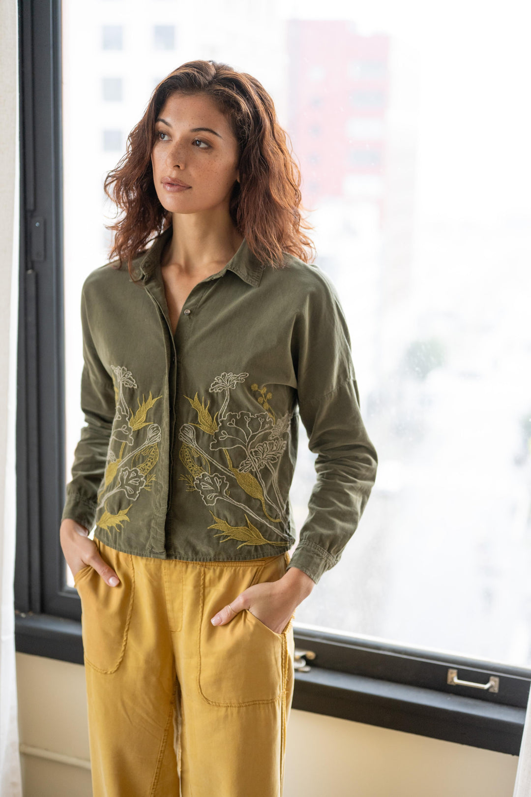 Embroidered Kyle Button Up Blouse
