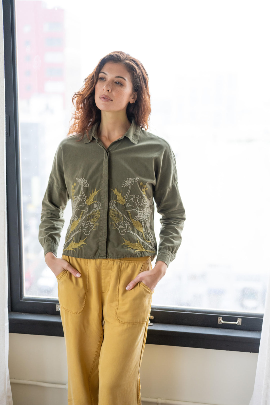Embroidered Kyle Button Up Blouse