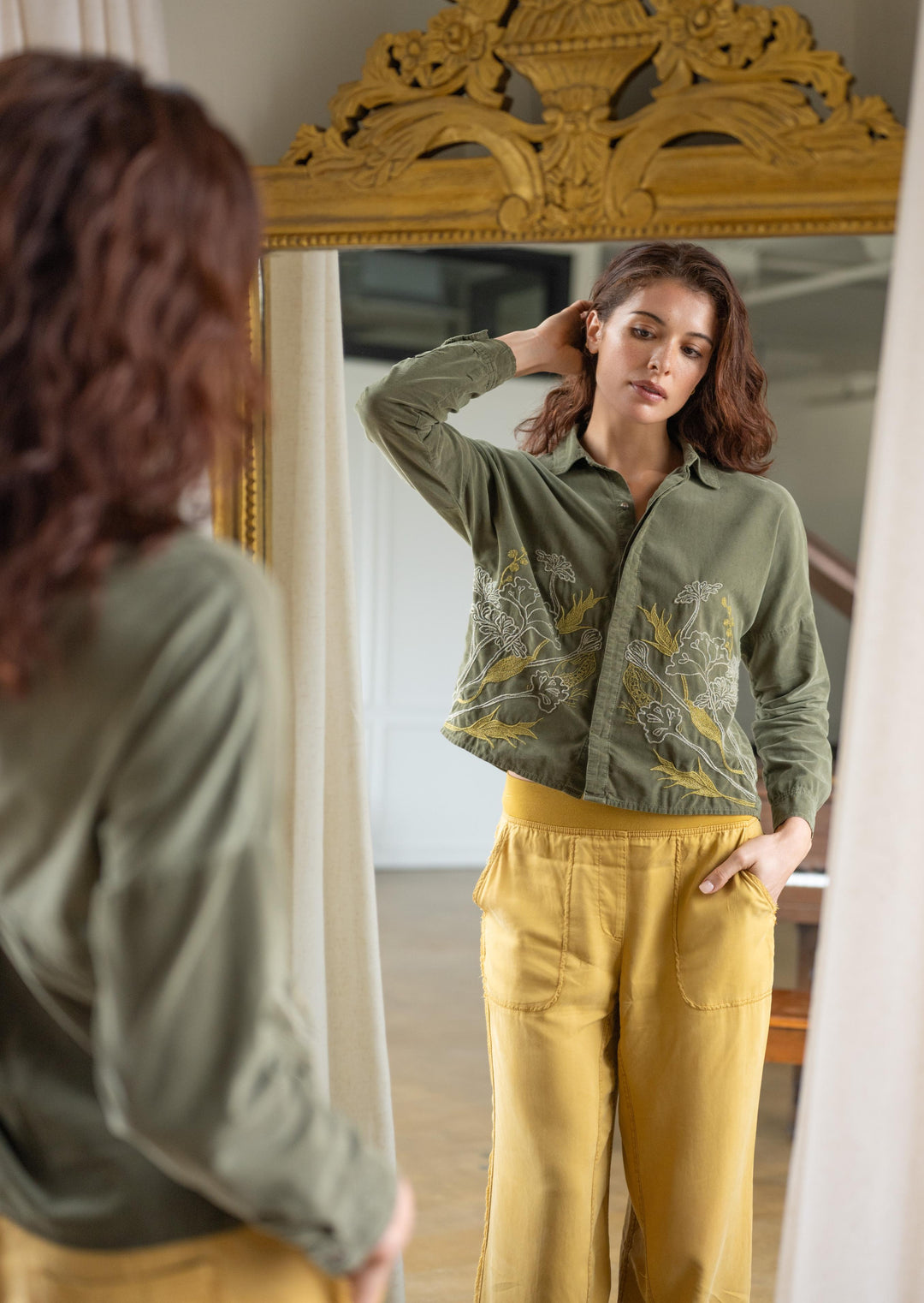 Embroidered Kyle Button Up Blouse