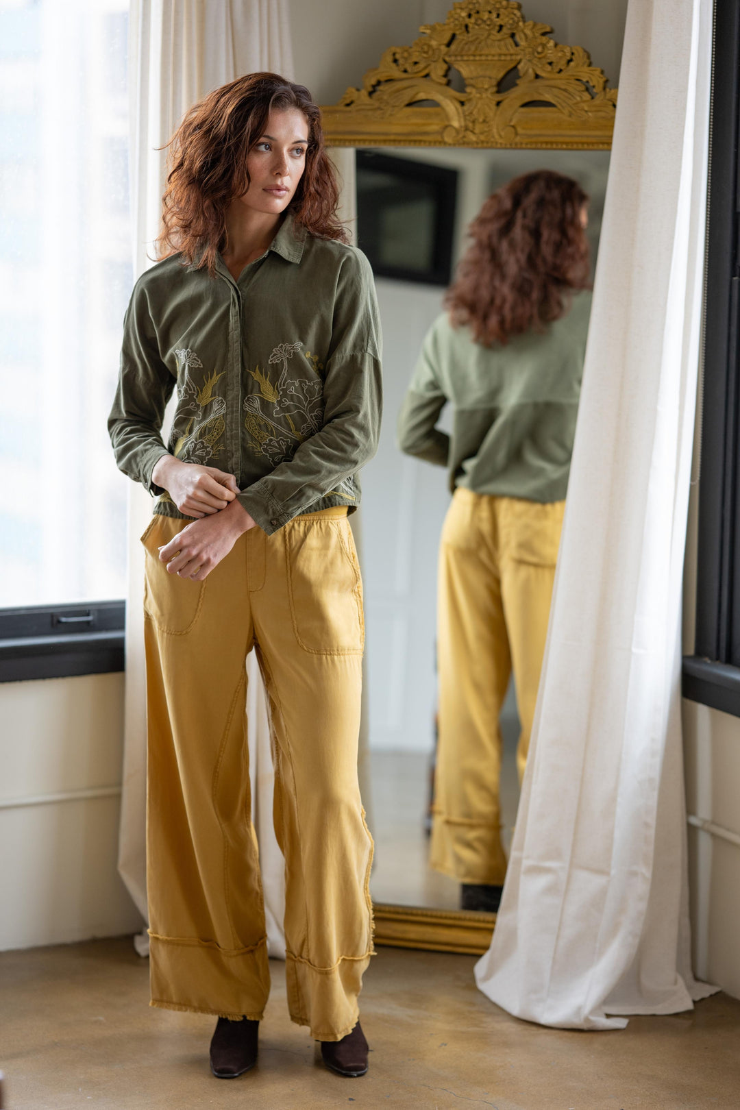 Embroidered Kyle Button Up Blouse