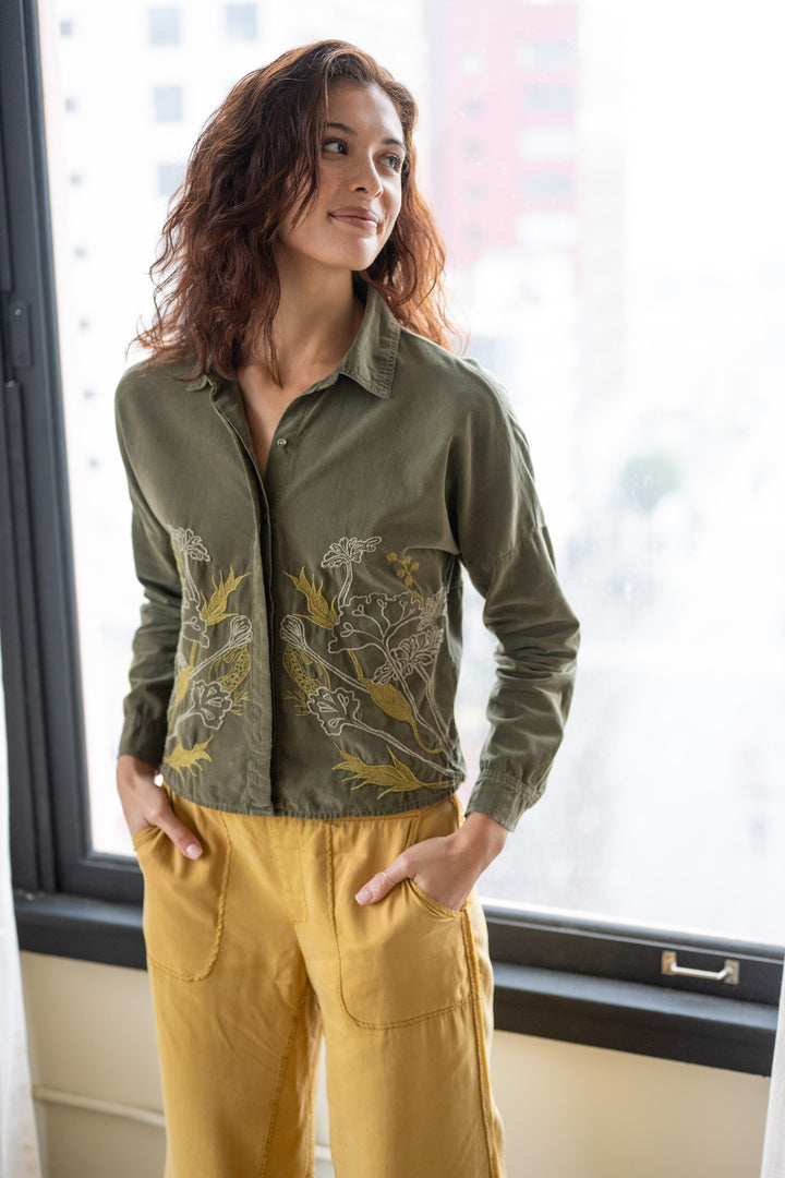 Embroidered Kyle Button Up Blouse