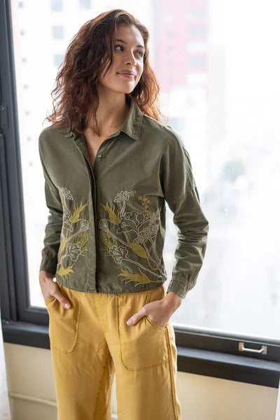Embroidered Kyle Button Up Blouse